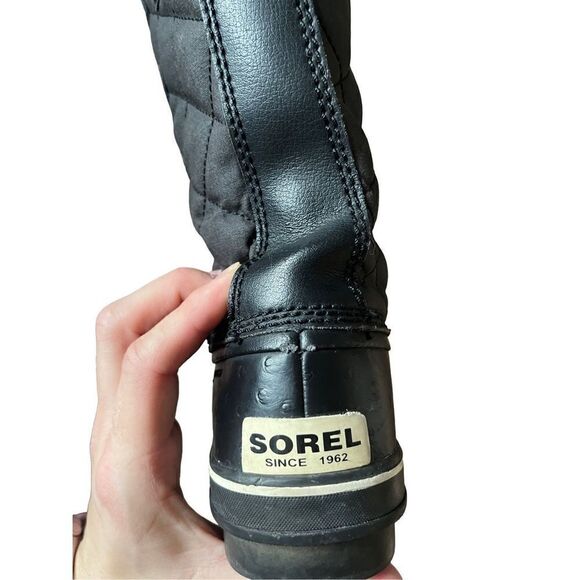 Sorel Joan Of Arctic Boots Black size 8 Snow Lace Up Faux Fur waterproof - Picture 13 of 14
